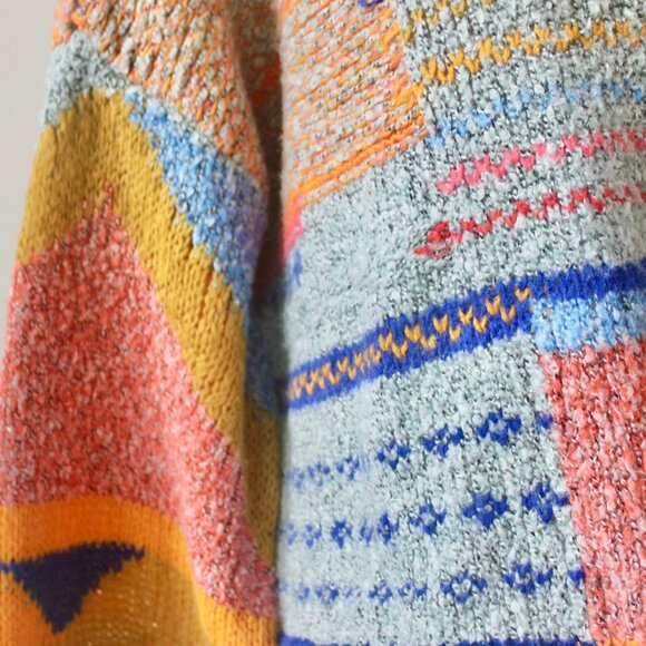 Sincerely Jules Rainbow Sharlene Cropped Bell-Sleeve Turtleneck Sweater Medium - Picture 5 of 7